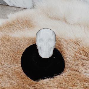 Moonstone sterling skull ring